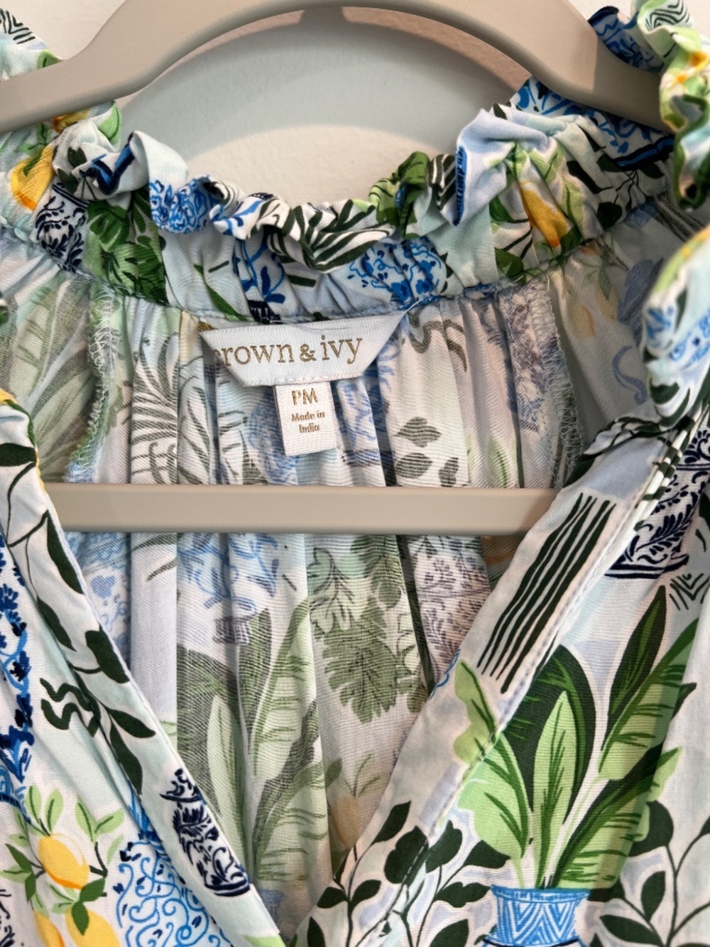 Crown & Ivy PM Ruffled Split Neck Blouse - Picture 3 of 5